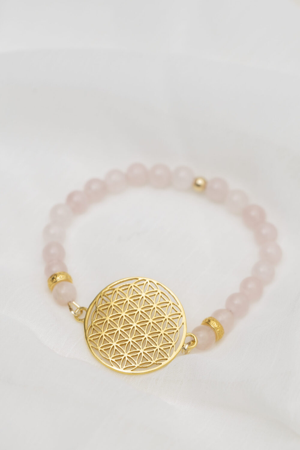 Narukvica Flower Of Life  - ružičasti kvarc