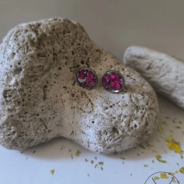 Naušnice pink glitter
