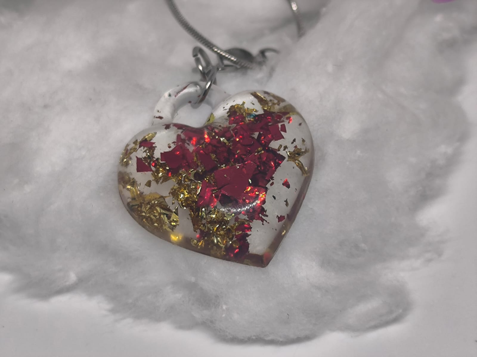 Ogrlica s privjeskom u obliku srca - crveno-zlatna - Slika 2