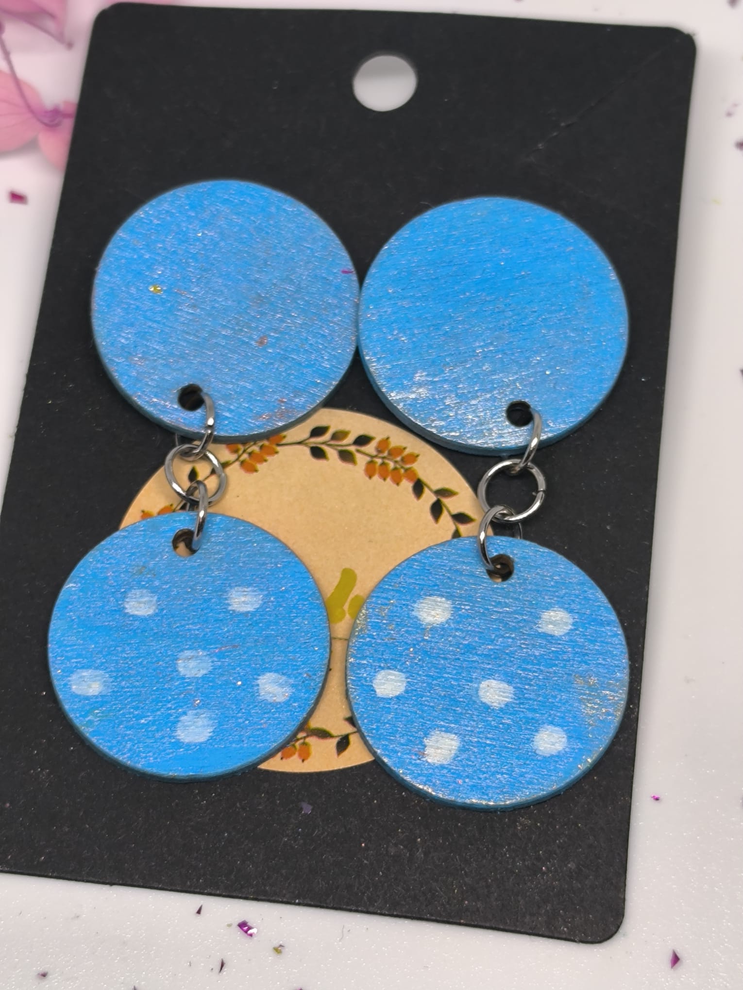 Drvene naušnice - plave - Slika 2