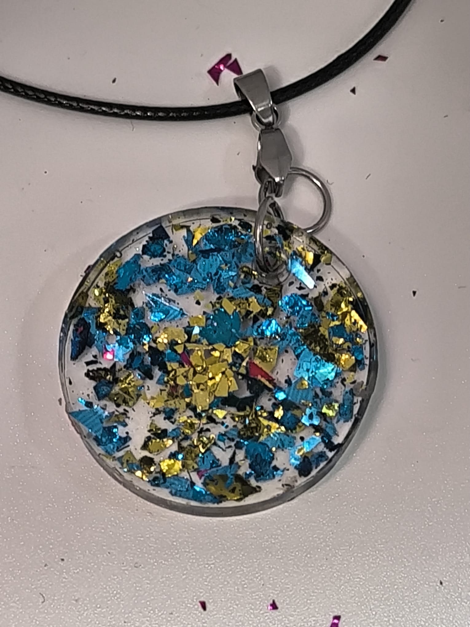 Ogrlica s privjeskom - plavo-zlatno - Slika 2