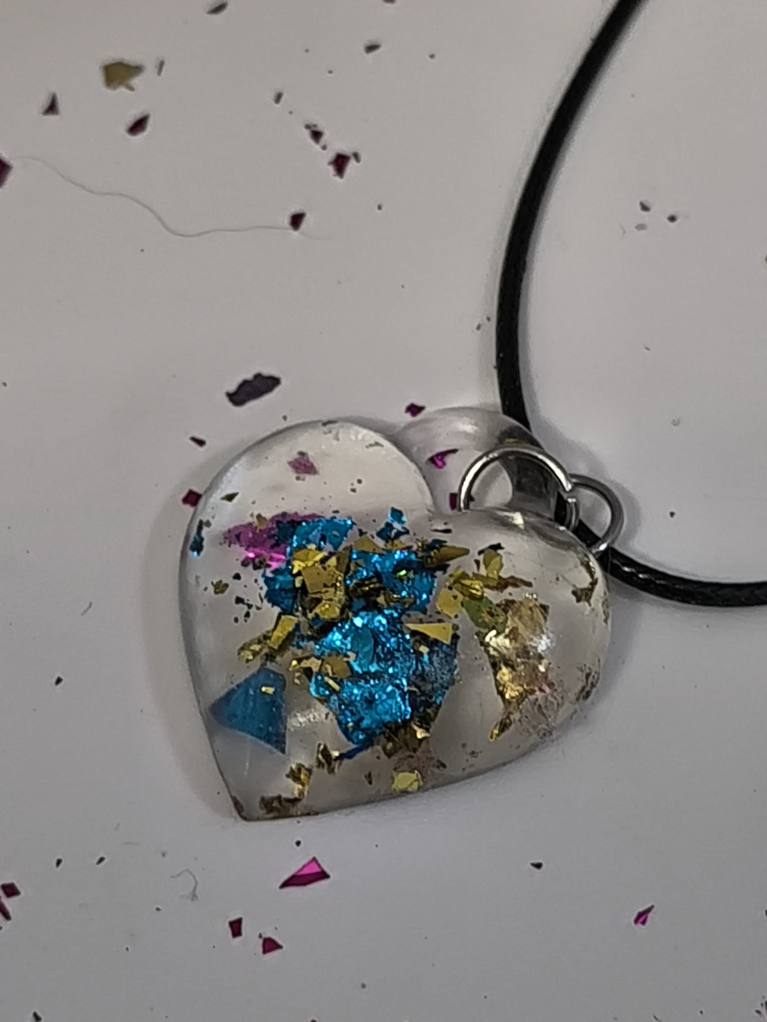 Ogrlica s privjeskom u obliku srca - plavo-zlatno - Slika 2